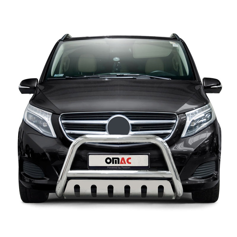 Pare-Buffle Avant Pour Mercedes Classe V 2014-2025 Argent Acier Inoxy