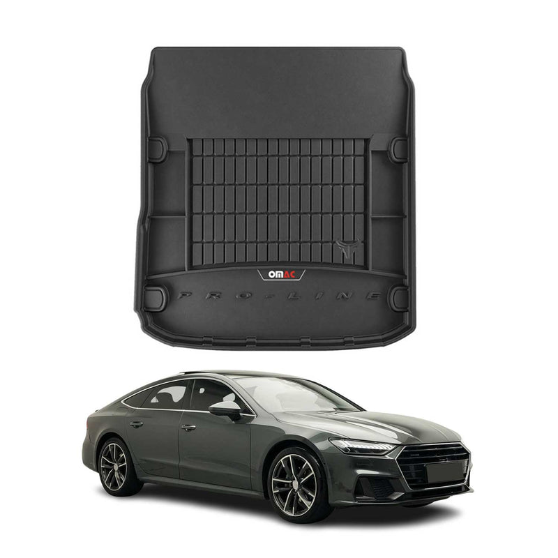 OMAC Tapis de coffre caoutchouc pour Audi A7 C8 4K8 2018-2025 Noir Premium