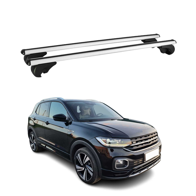 Barres de toit Transversales pour VW T-Cross 2018-2024 Aluminium Argent