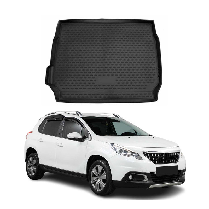 OMAC Tapis de coffre pour Peugeot 2008 2013-2018 sur mesure en caoutchouc Noir