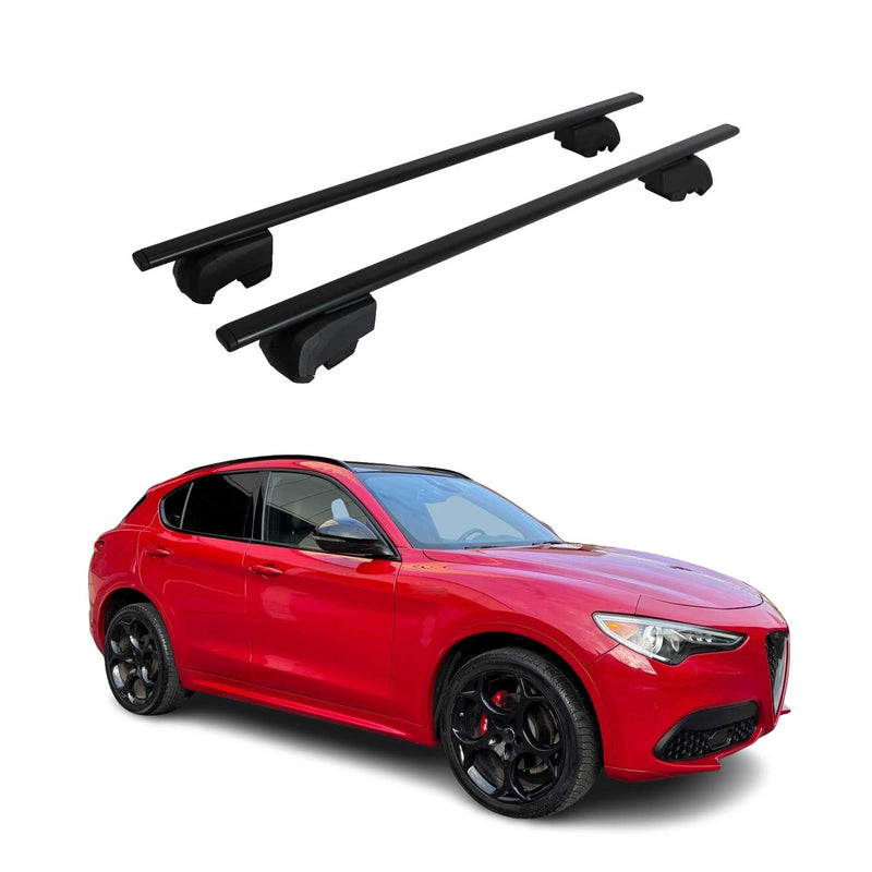 Barres de toit transversales pour Alfa Romeo Stelvio 2016-2025 Fer Noir 2Pcs