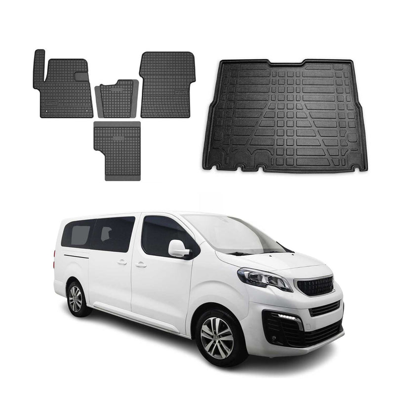 Kit Tapis de sol et coffre pour Peugeot Expert Traveller 2017-2023 TPE Noir