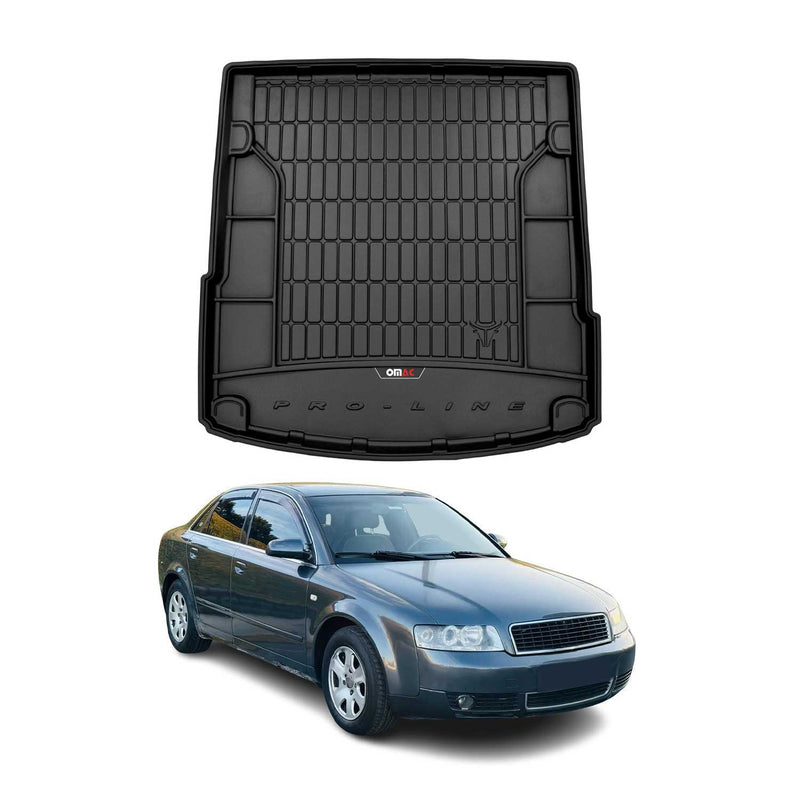 OMAC Tapis de coffre caoutchouc pour Audi A4 B6 Berline 2001-2004 Noir Premium