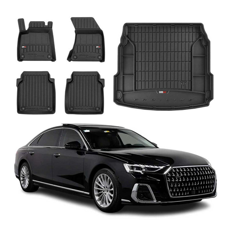 OMAC Kit Tapis de sol et coffre pour Audi A8 S8 D5 Long 2017-2024 Premium Noir