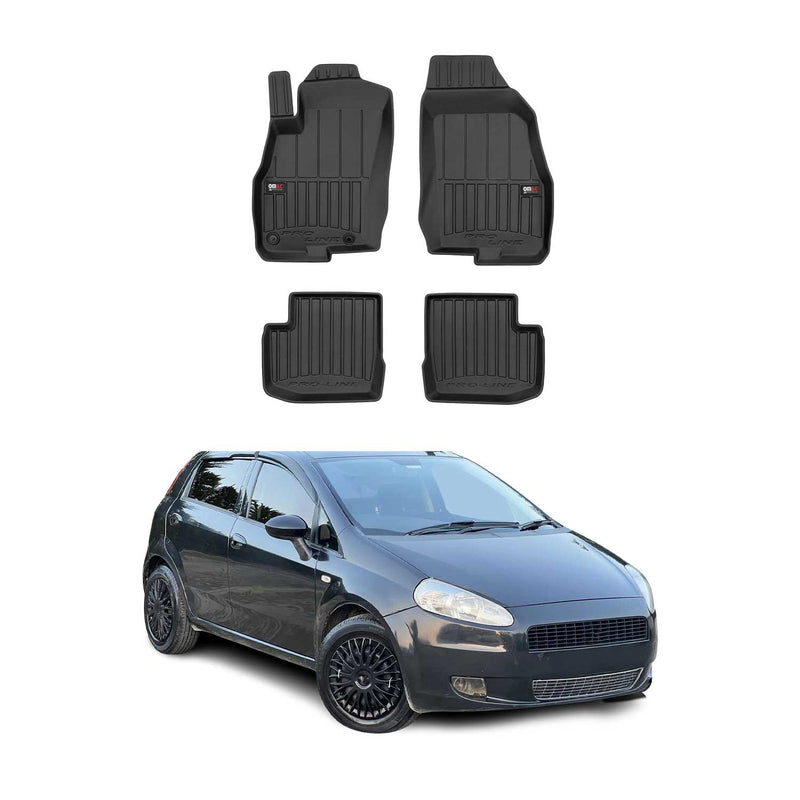 OMAC Tapis de sol sur mesure noir pour Fiat Grande Punto 2005-2009 4 pcs enTPE