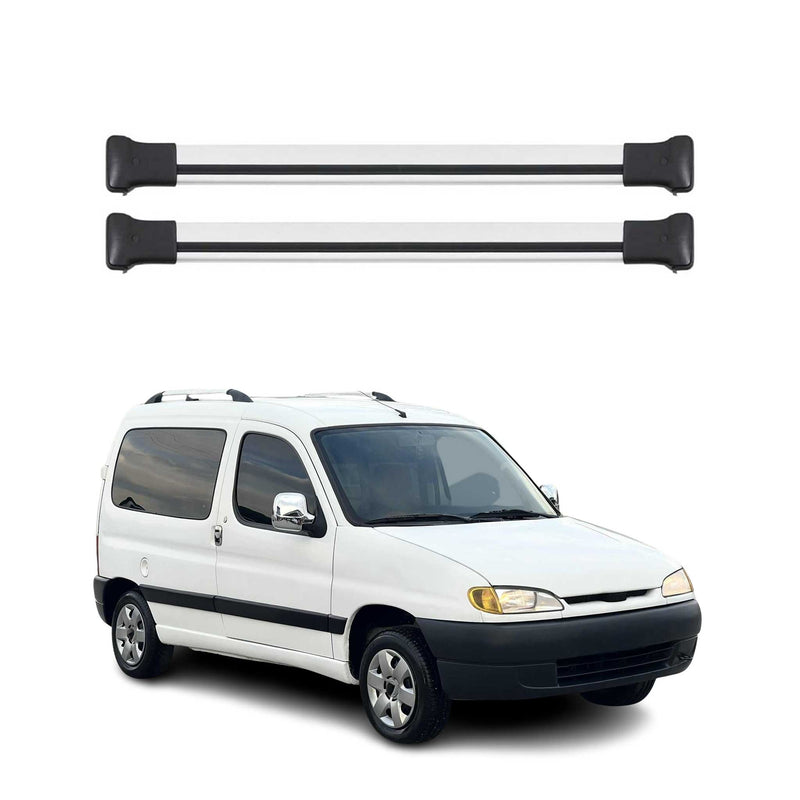 Barres de toit transversales pour Peugeot Partner 1996-2008 Aluminium Gris