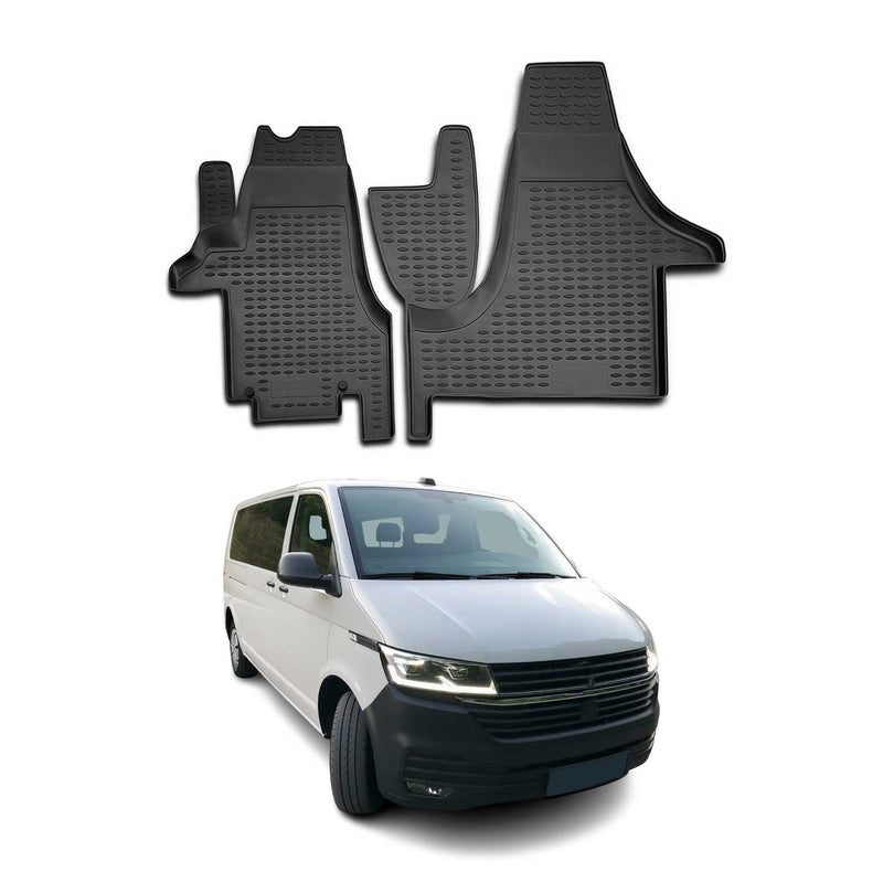 Tapis de Sol pour VW T6 T6.1 Transporter 2015-2024 1ère rangée Caoutchouc Noir