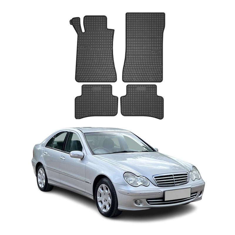 Tapis de Sol pour Mercedes Classe C W203 2000-2007 Caoutchouc Noir