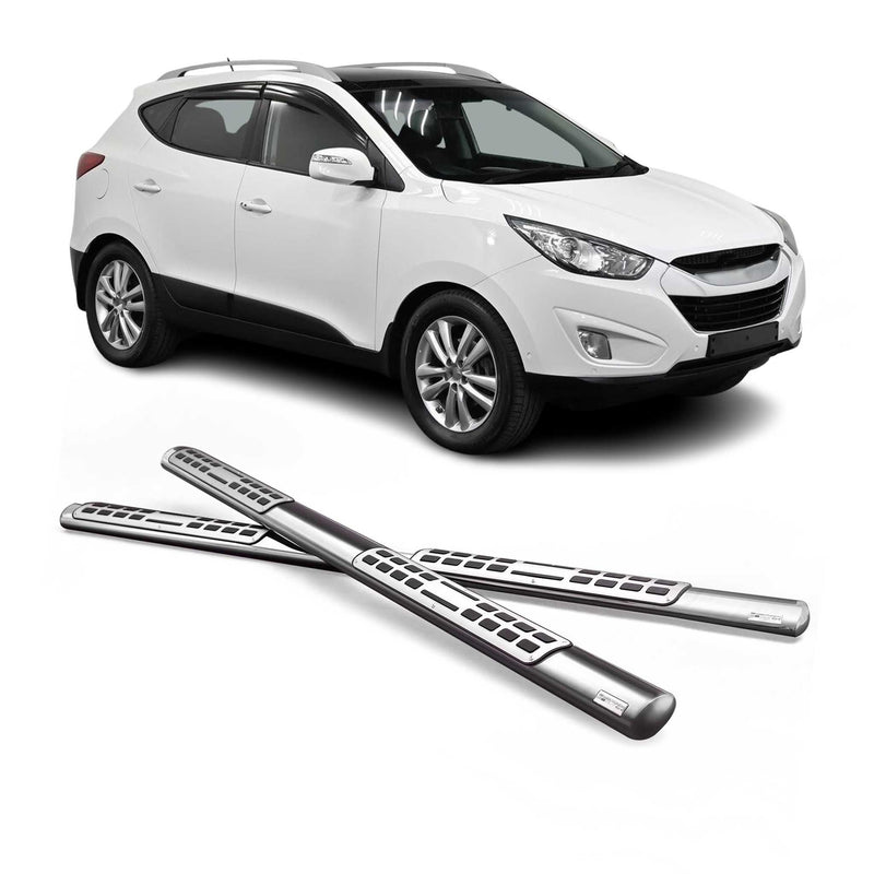 Marchepieds Latéraux pour Hyundai Tucson 2004-2009 Acier Inoxy Argent