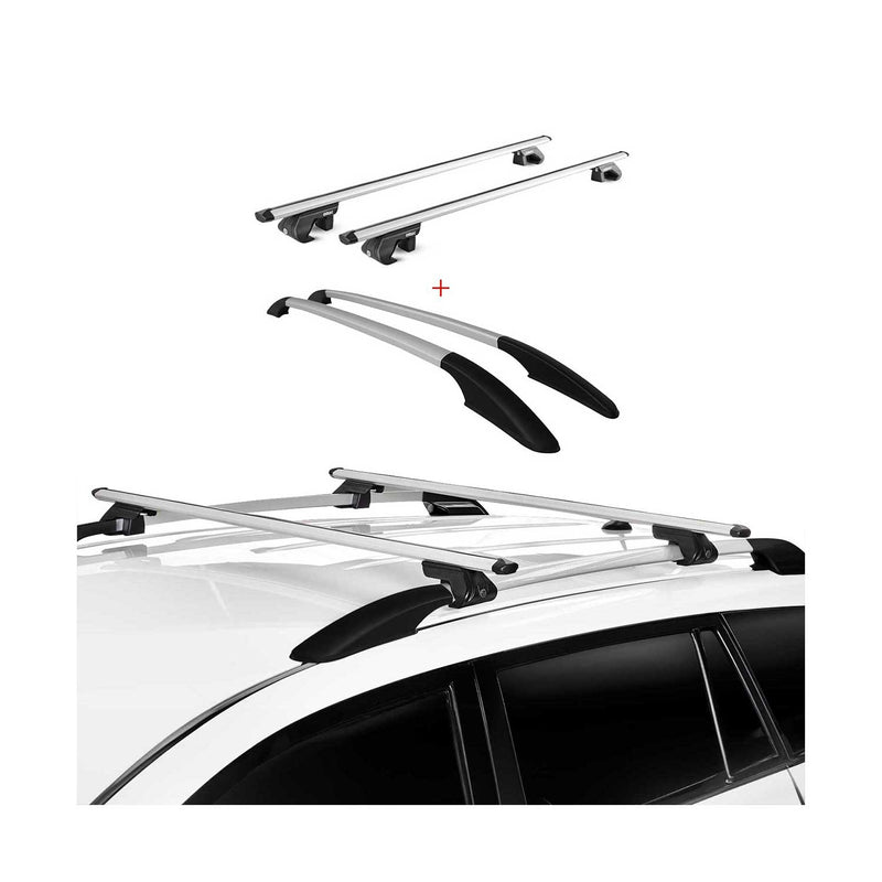 KIT Barres de toit trans+long pour Ford Kuga 2012-2019 Alu Gris