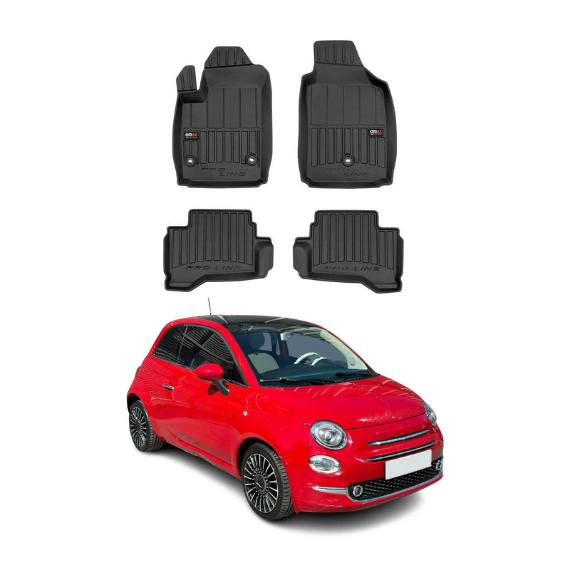 OMAC Tapis de sol en caoutchouc pour Fiat 500 2013-2019 Noir Premium