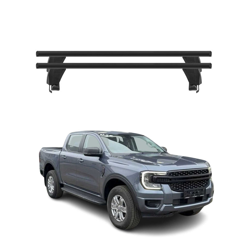 Menabo Barres de toit transversales pour Ford Ranger T6 II 2022-2025 Alu Noir 2x