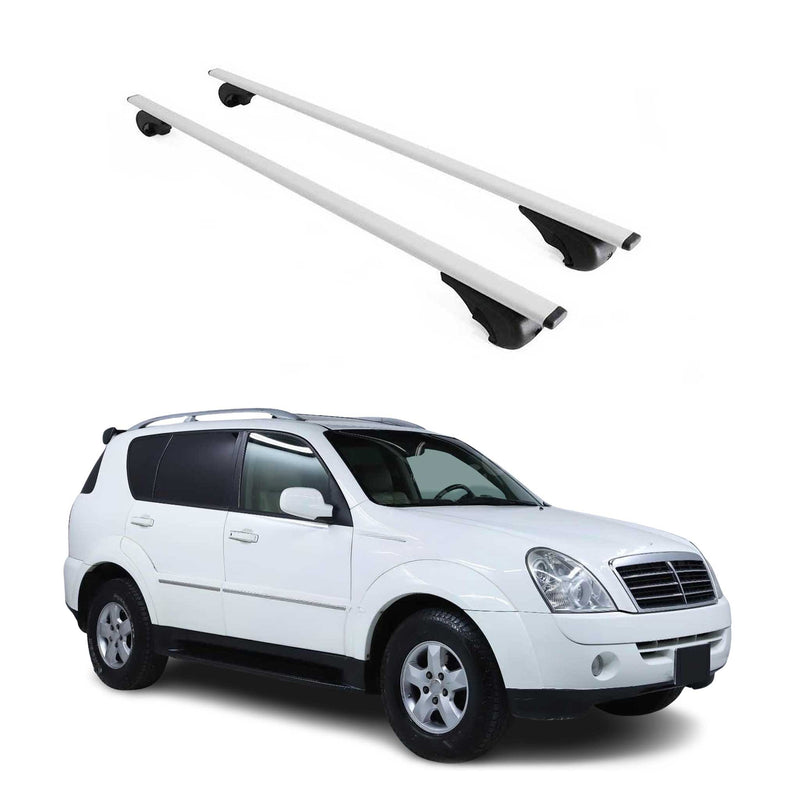 Barres de toit Transversales pour Ssangyong Rexton 2001-2012 Fer Argent