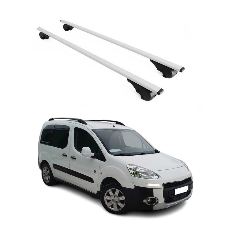 Barres de toit Transversales pour Peugeot Partner Tepee 2008-2018 Fer Argent
