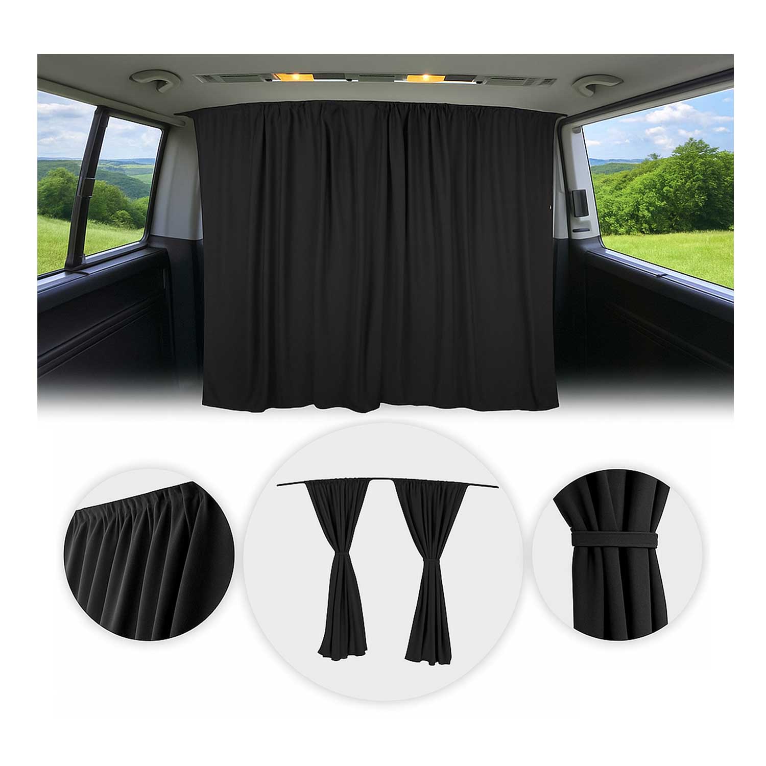 BREMER Blackout Lot De Rideaux Occultants Pour Citroen Jumpy 3 (2016+), Protection Solaire Camping, Kit Complet Vitres + Pare-Brise + Hayon, Gris/Noir
