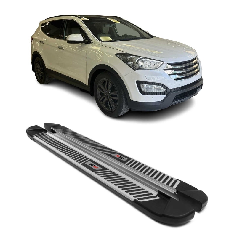Marchepieds Latéraux pour Hyundai Santa Fe 2012-2018 Aluminium Noir Gris 2Pcs