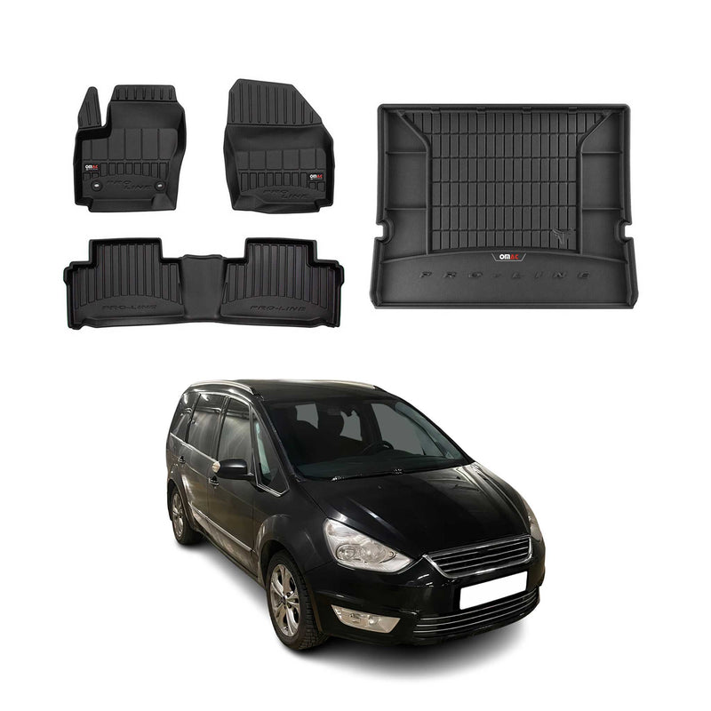 Kit Tapis de Sol et Coffre pour Ford Galaxy 2006-2015 TPE Noir