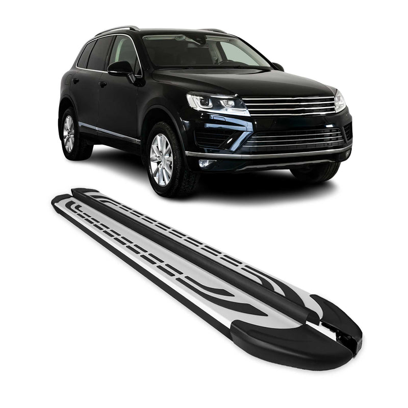 Marchepieds Latéraux pédale pour VW Touareg 2010-2018 Aluminium Gris Noir 2x