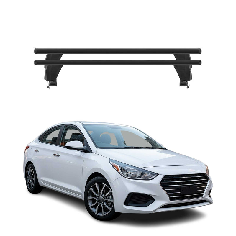 Menabo Barres de toit Transversales pour Hyundai Accent V SD 2017-2024 Alu Noir