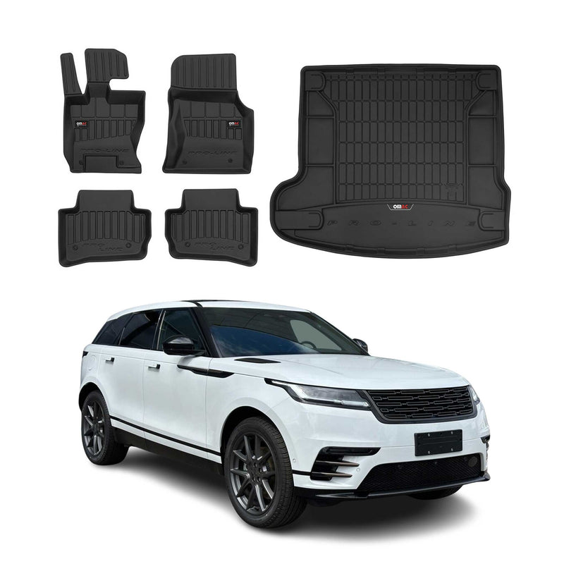 Kit Tapis de Sol et Coffre pour Land Rover Range Rover Velar 2017-2022 TPE Noir