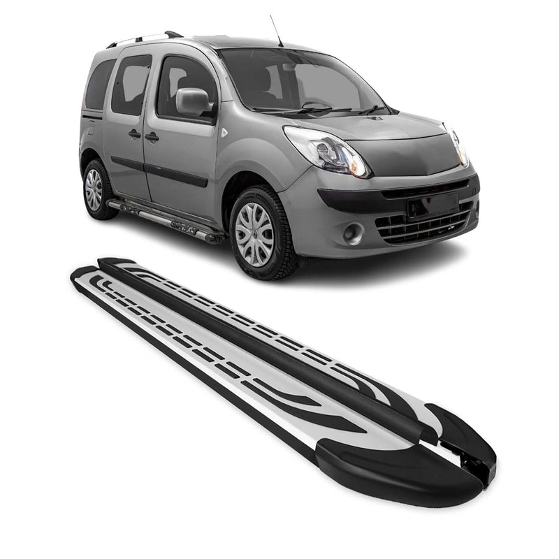 Marchepieds Latéraux pour Renault Kangoo 2008-2021 Aluminium Gris Noir 2x