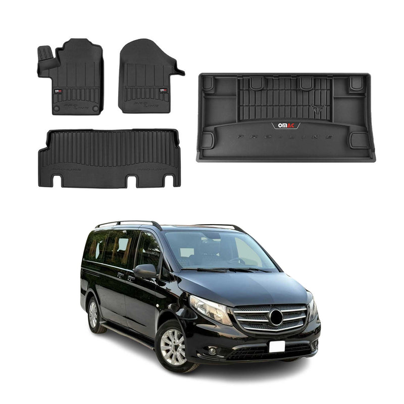 Kit Tapis de Sol et Coffre pour Mercedes Vito W447 2014-2022 TPE Noir