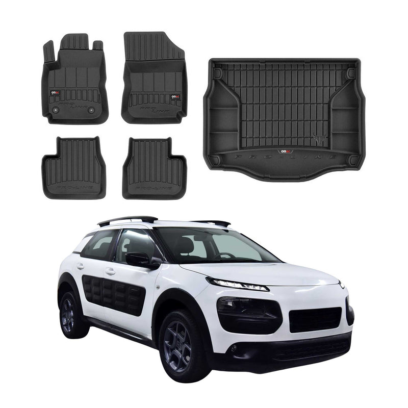Kit Tapis de Sol et Coffre pour Citroen C4 Cactus 2014-2020 TPE Noir