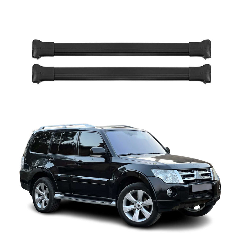 Barres de toit transversales pour Mitsubishi Pajero 2007-2025 Aluminium Noir