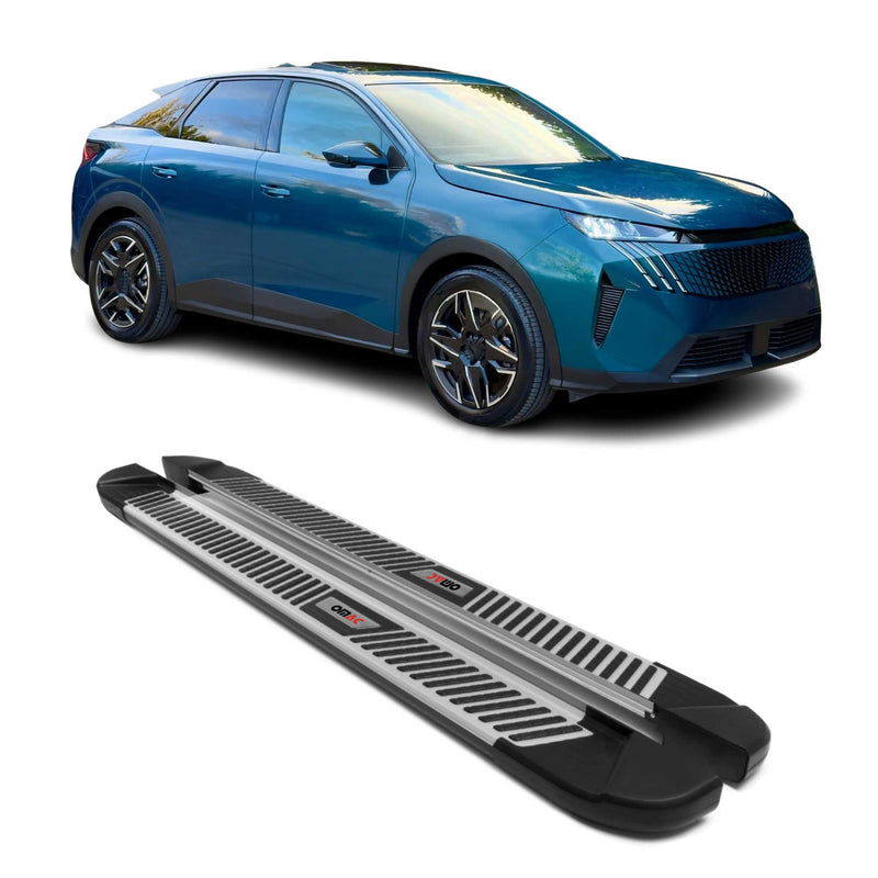 2024-2025 Peugeot e-3008 Marchepieds Latéraux pédale Aluminium Gris Noir 2Pcs