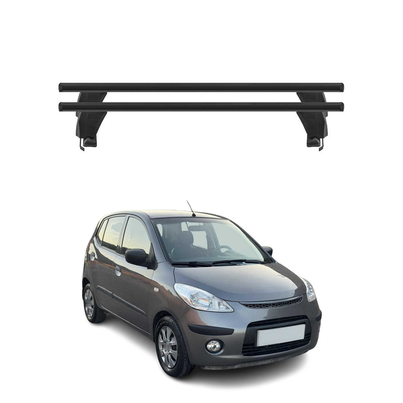 Menabo Barres de toit Transversales pour Hyundai i10 2007-2013 Noir ABE 2x