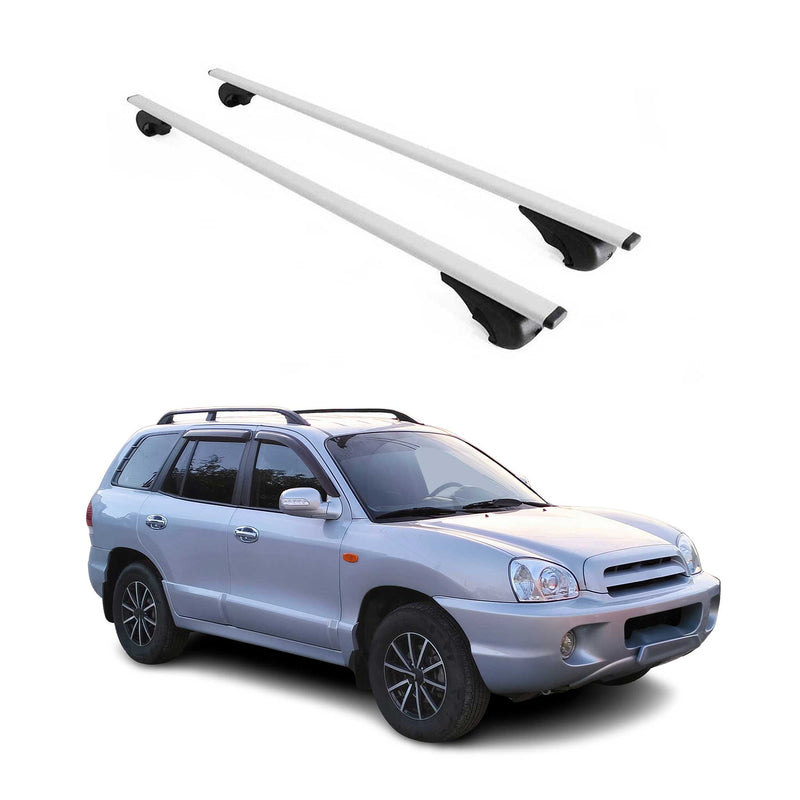 Barres de toit Transversales pour Hyundai Santa Fe 2001-2012 Fer Argent