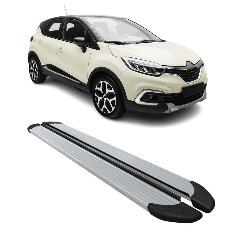 Marchepieds Latéraux pour Renault Captur I 2013-2020 Aluminium Argent 2Pcs