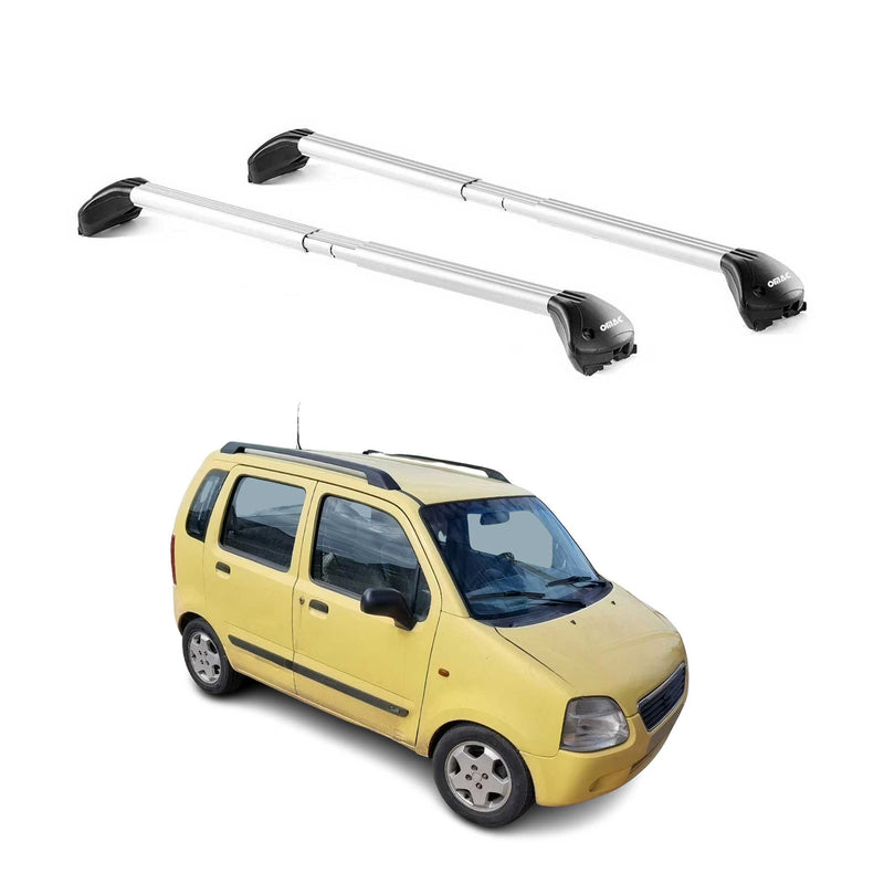Barres de toit pour Suzuki Wagon R+ MM 2000-2008 Gris Argenté 2 pièces ABE