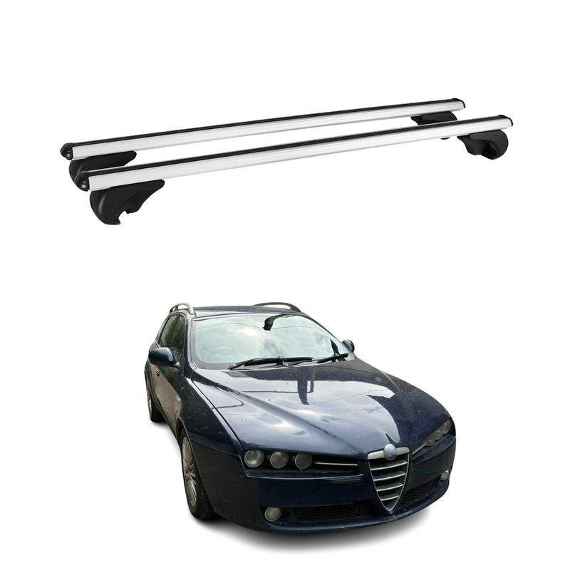 Barres de toit transversales pour Alfa Romeo 159 Sportwagon 2005-2012 Alu Argent