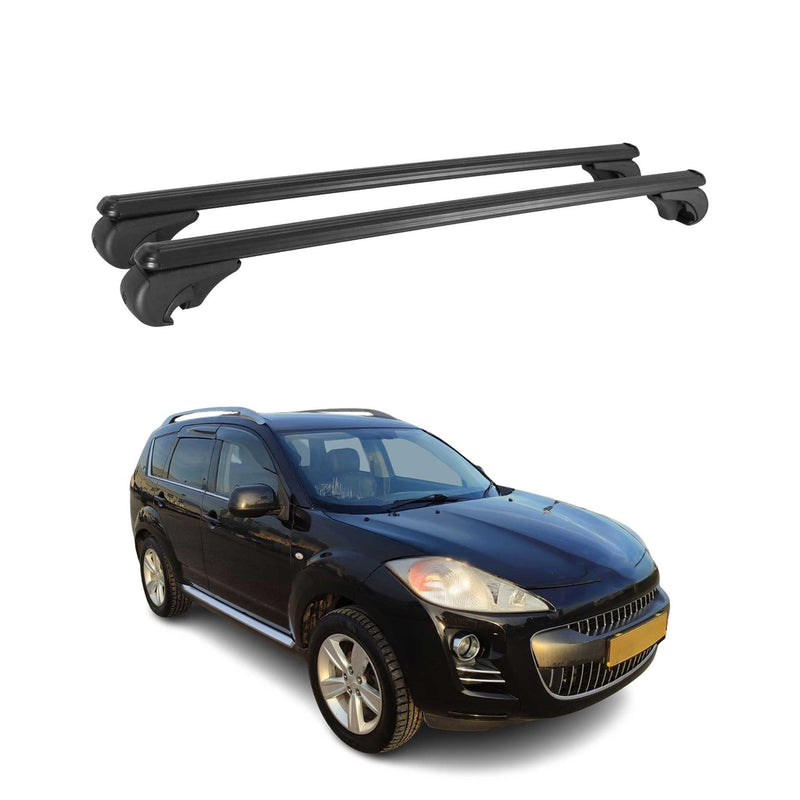 Barres de toit Transversales pour Peugeot 4007 2008-2012 Aluminium Noir