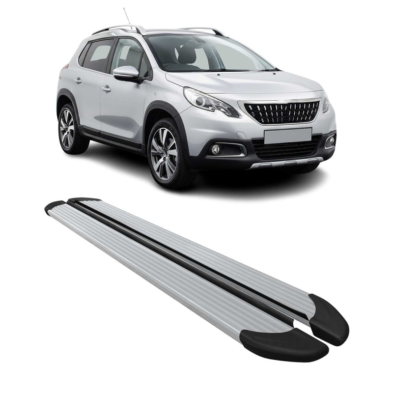 Marchepieds Latéraux pédale pour Peugeot 2008 2017-2019 Aluminium Argent 2Pcs