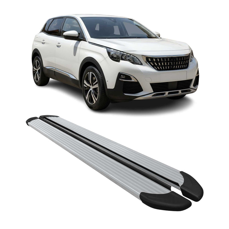 Marchepieds Latéraux pédale pour Peugeot 3008 2016-2024 Aluminium Argent 2Pcs