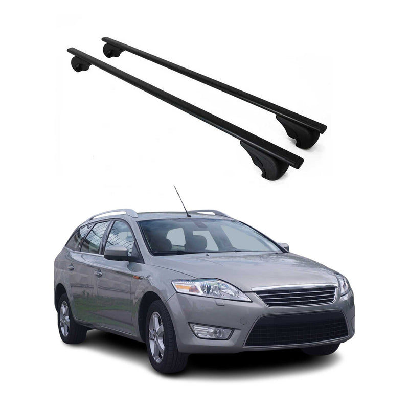 Barres de toit Transversales pour Ford Mondeo mk4 Turnier 2007-2010 Fer Noir