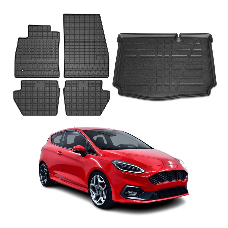 Kit Tapis de sol et coffre pour Ford Fiesta 2018-2024 TPE Noir