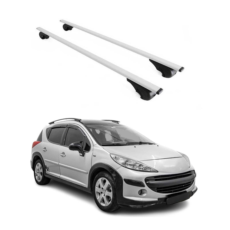 Barres de toit Transversales pour Peugeot 207 Break 2007-2013 Fer Argent