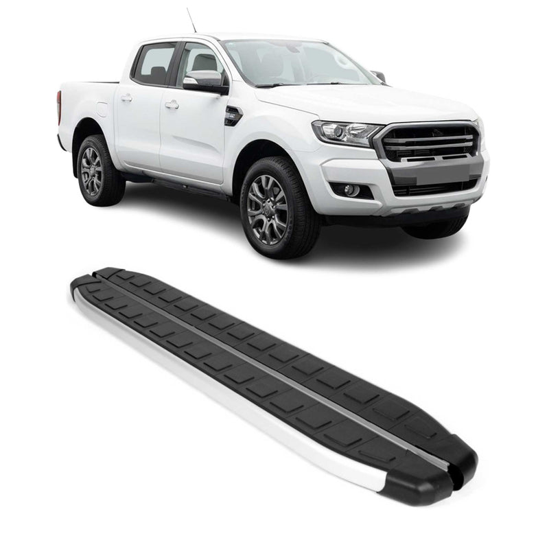 Marchepieds Latéraux pour Ford Ranger T6 2012-2022 DoubleCab Alu Noir Gris 2Pcs