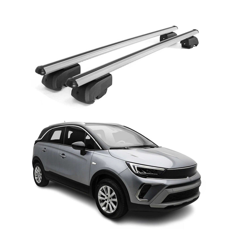 Barres de toit Transversales pour Opel Crossland X 2017-2023 Alu Gris ABE