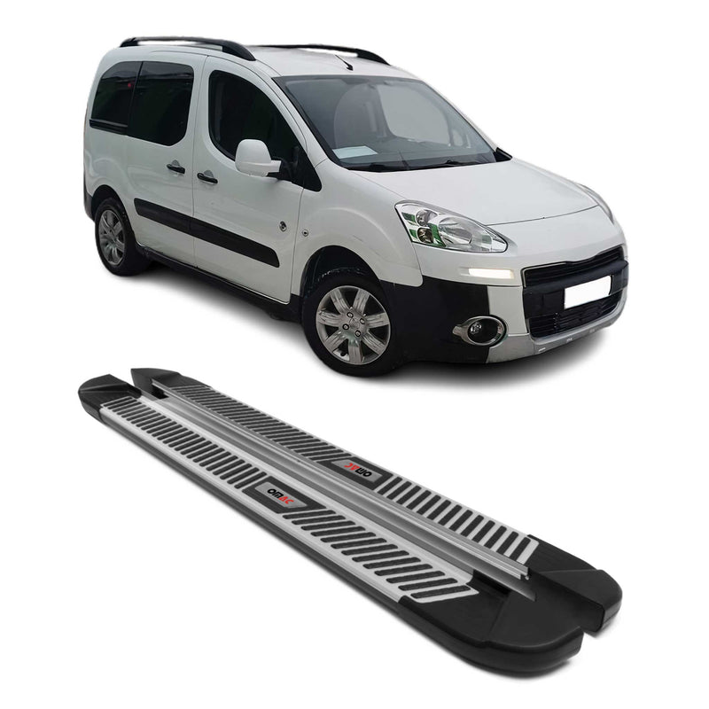 Marchepieds Latéraux pour Peugeot Partner Tepee 2008-2018 Aluminium Noir Gris 2x