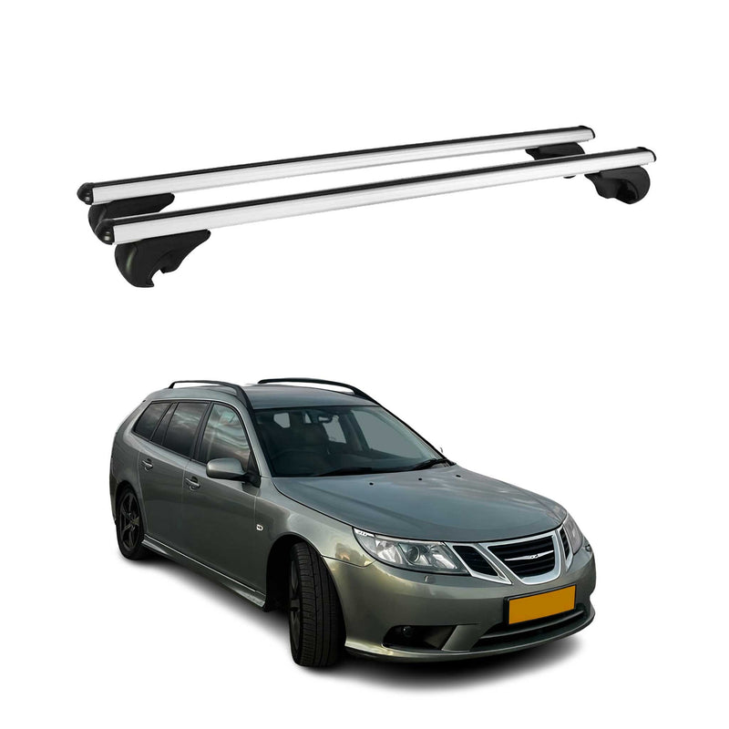 Barres de toit Transversales pour Saab 9-4X 2011-2012 Aluminium Argent