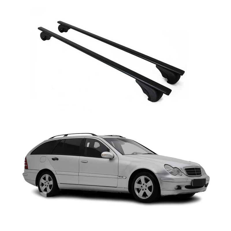 Barres de toit Transversales pour Mercedes Classe C S203 2000-2007 Fer Noir