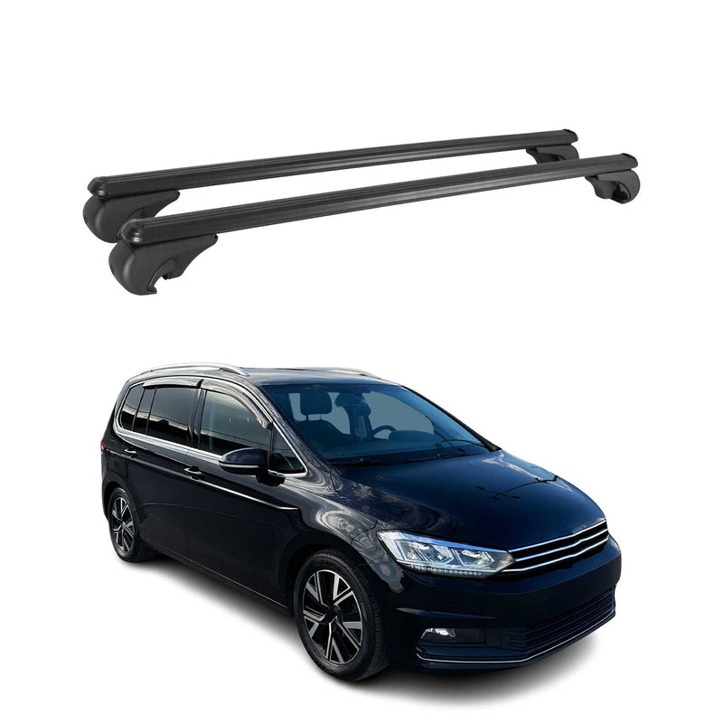 Barres de toit Transversales pour VW Touran 2015-2024 Aluminium Noir