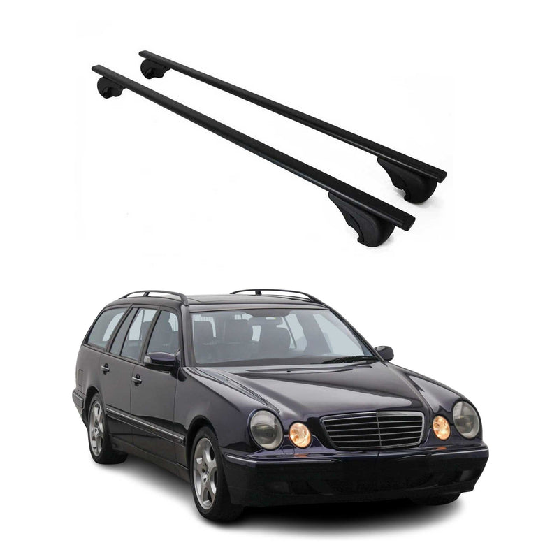 Barres de toit Transversales pour Mercedes Classe E S210 1996-2003 Fer Noir