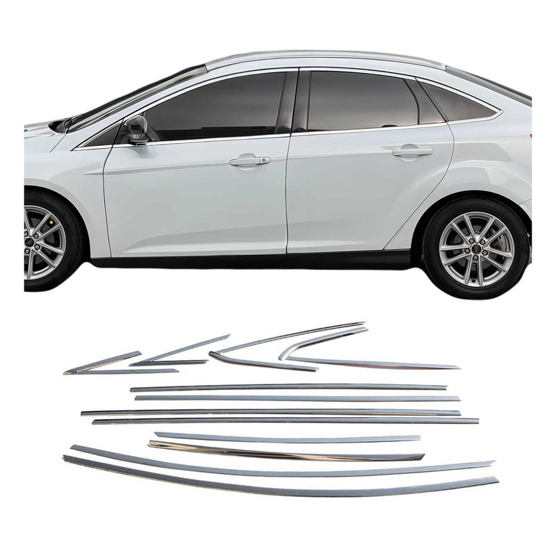 Garniture de Fenêtre pour Ford Focus Berline 2011-2018 Acier Inox 12Pcs