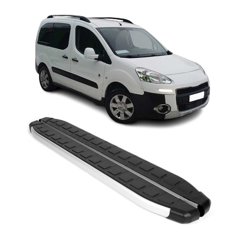 Marchepieds Latéraux pour Peugeot Partner Tepee 2008-2018 Alu Noir Gris 2Pcs