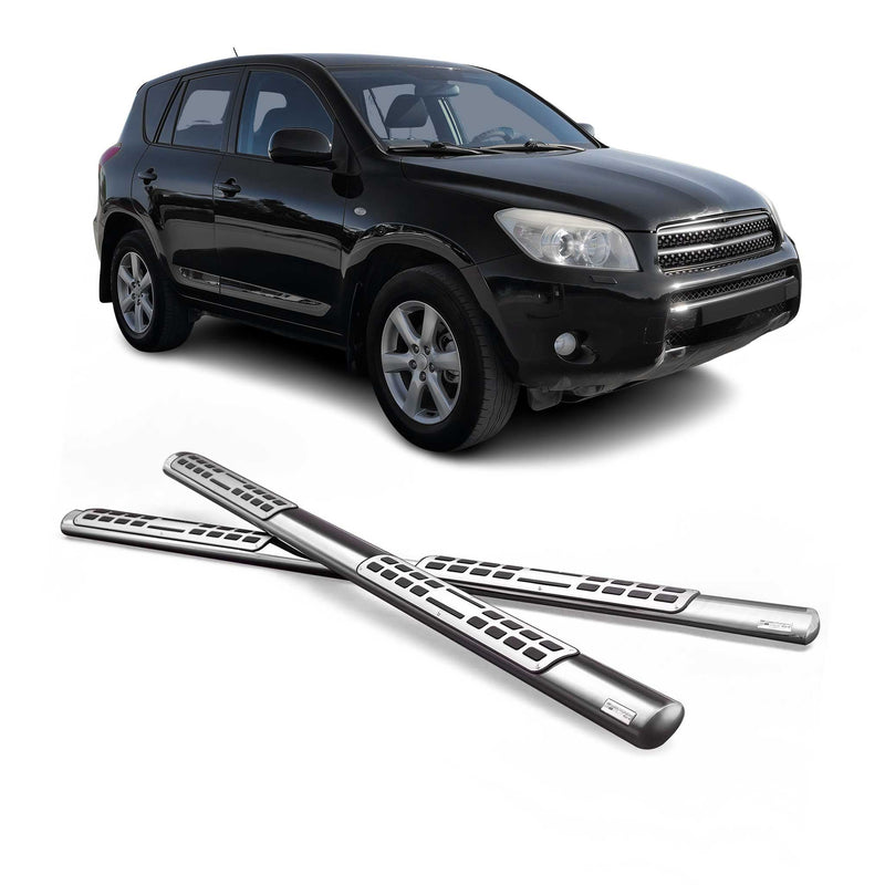 Marchepieds Latéraux pour Toyota RAV4 XA30 2006-2009 Acier Inoxydable Argent